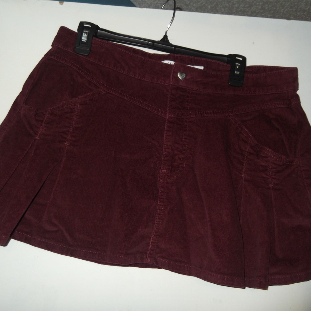 Burgundy Corduroy Mini Skirt